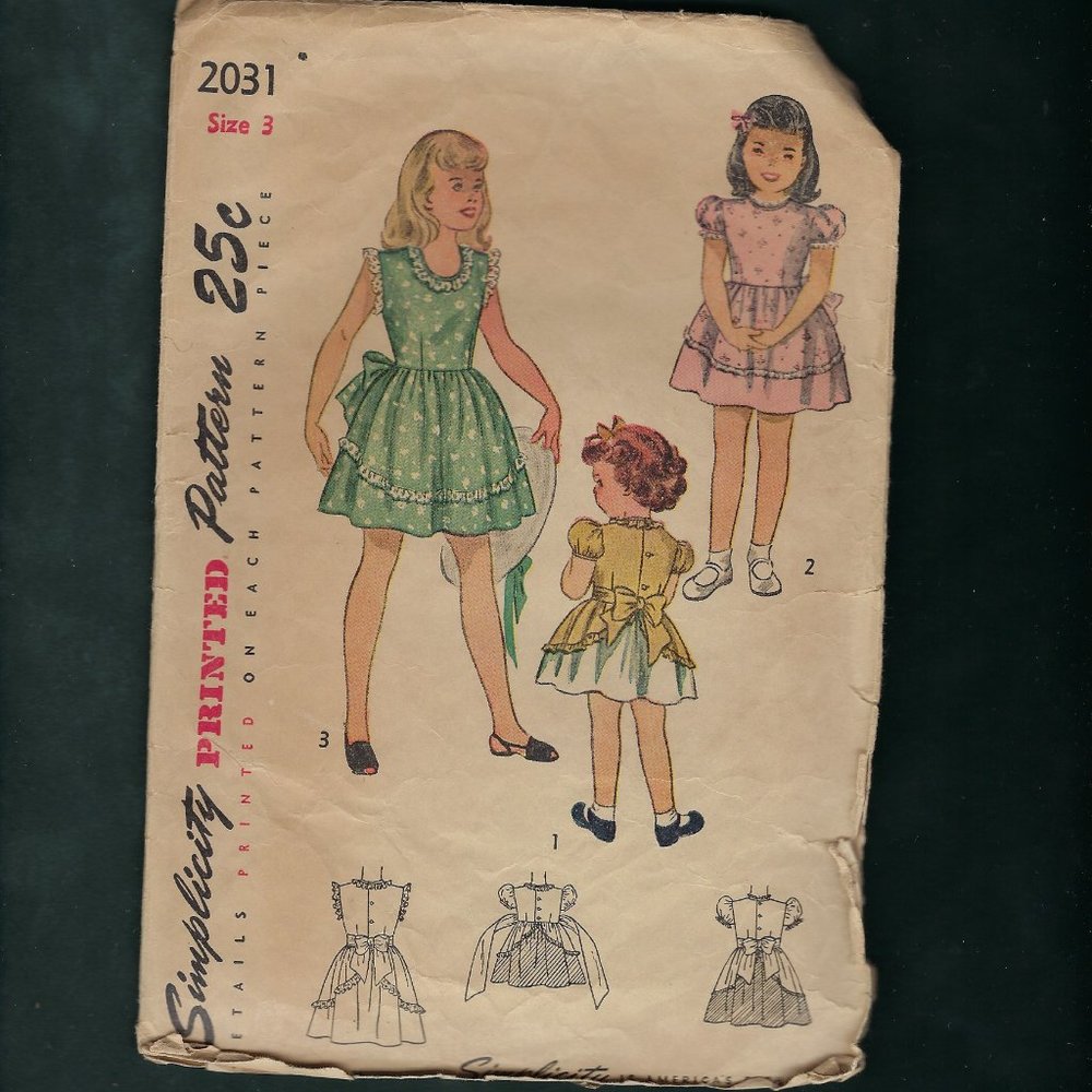 1947 Girls Dress Pattern Sz 3 Dirndl Skirt Ruffling Complete